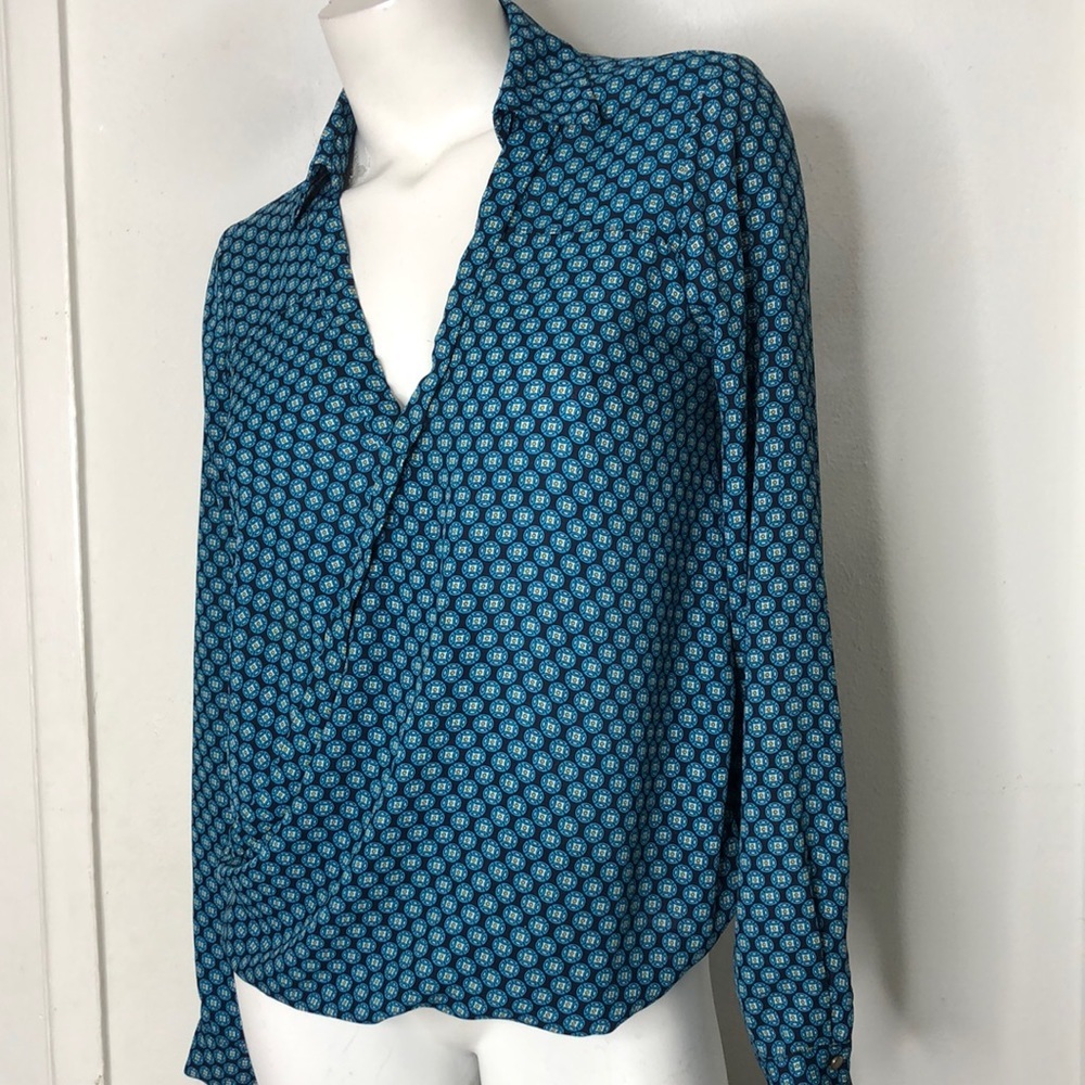 Y2K Forever 21‎ Wrap Style Medallion Print Draped Blouse Top Shirt Sz S - Picture 11 of 11